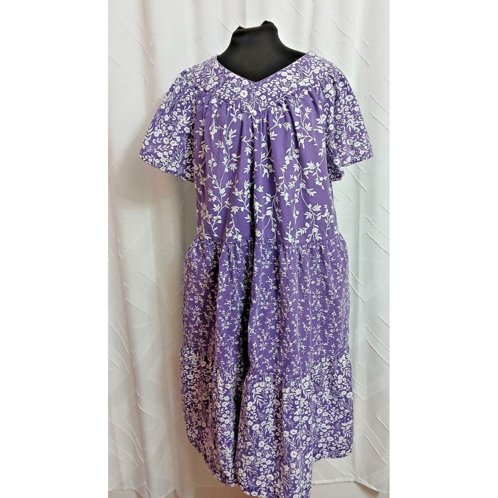 Only Essentials Purple Mumu Night Gown Size 18/20 Grandma Core Pullover